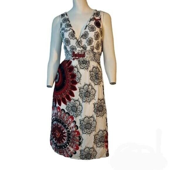 Desiguil Boho Chic Womens Sleeveless V-Neck Dress Mandala Print - Picture 1 of 10